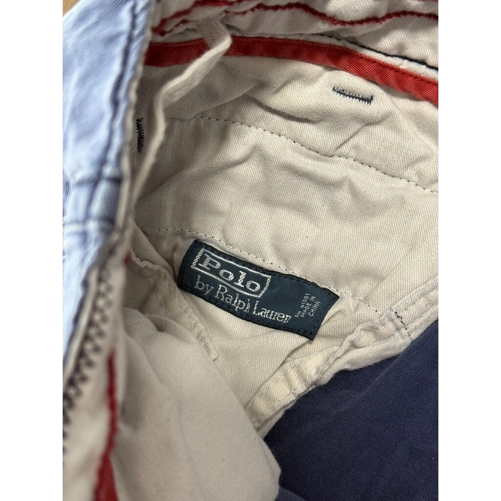 EUC Mens Polo‎ Ralph Lauren blue chino flat front shorts cotton drawstring SZ 33 - Picture 3 of 12